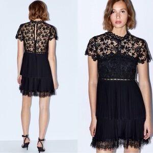 Zara black dress, lace top, pleated bottom size small